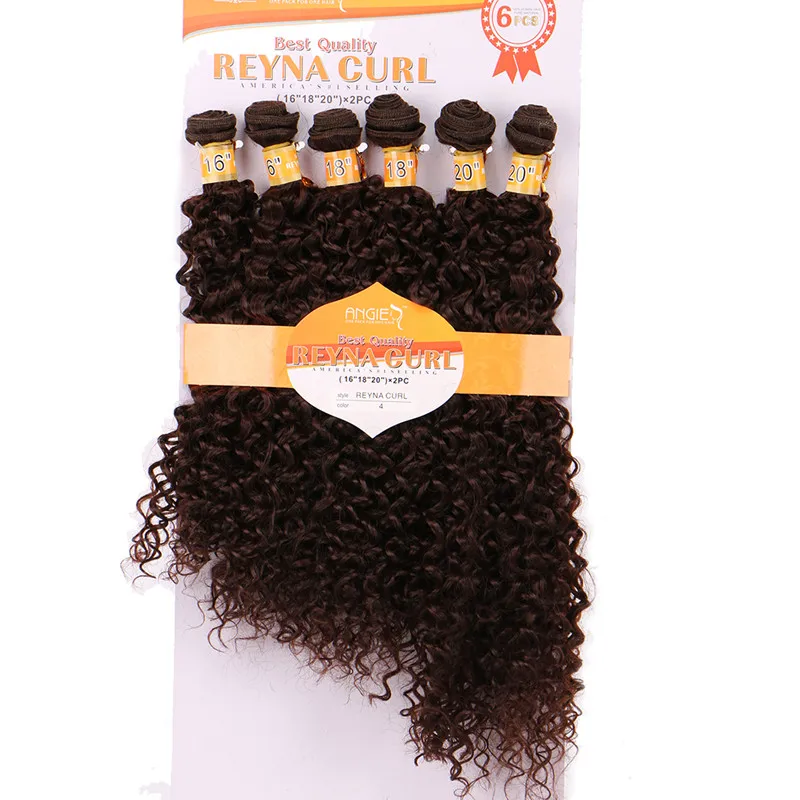 ANGIE สังเคราะห์ Kinky Curly Hair Bundles สองโทนสี Ombre Hair 16 18 20 นิ้วผสม 1 แพ็ค Solution