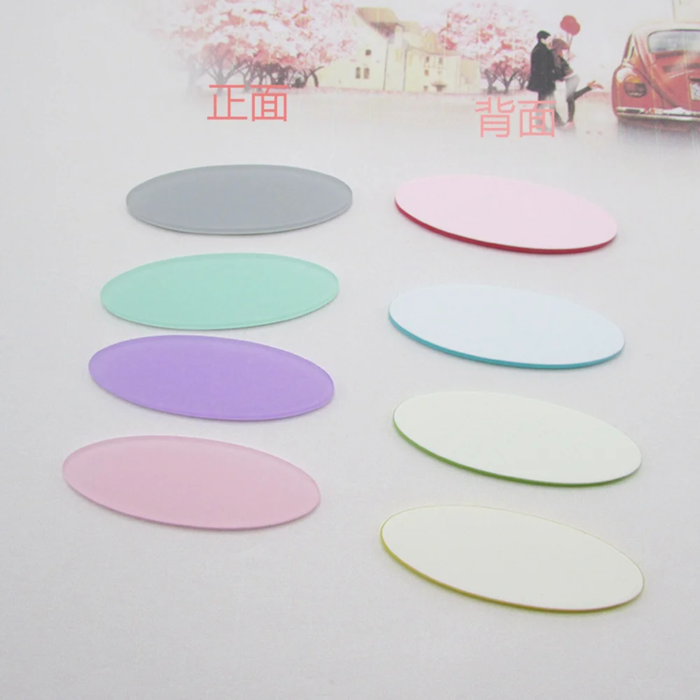 100pcs/lot candy color frosted acrylic taper oval padded applique Crafts for DIY stick clip accessories