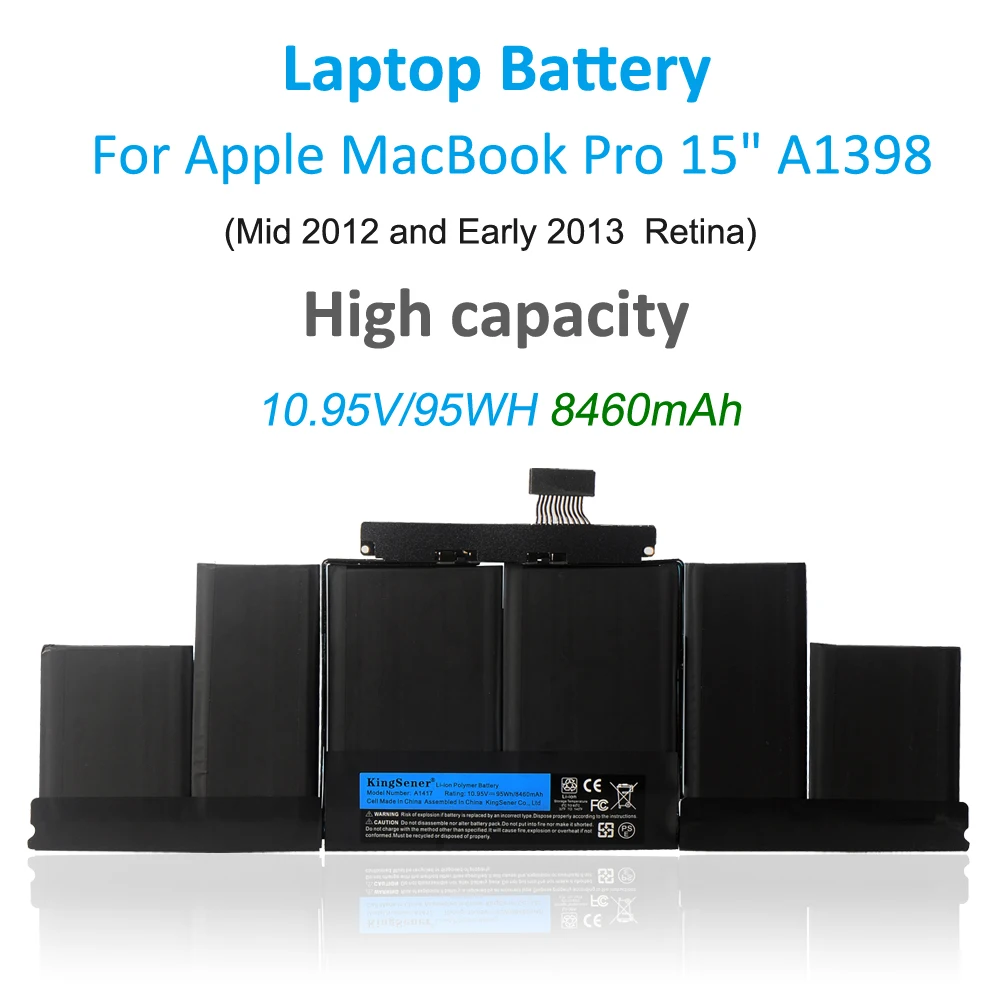 KingSener A1417 Laptop Battery for Apple A1398 (2012 Early-2013 Version)  for MacBook Retina Pro 15\