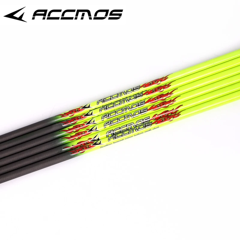 6/12pcs ID 4.2mm Pure Carbon Arrow Shaft Spine 400/500/ 600/700/800/900/1000 Fluorescent Yellow For Arrow DIY