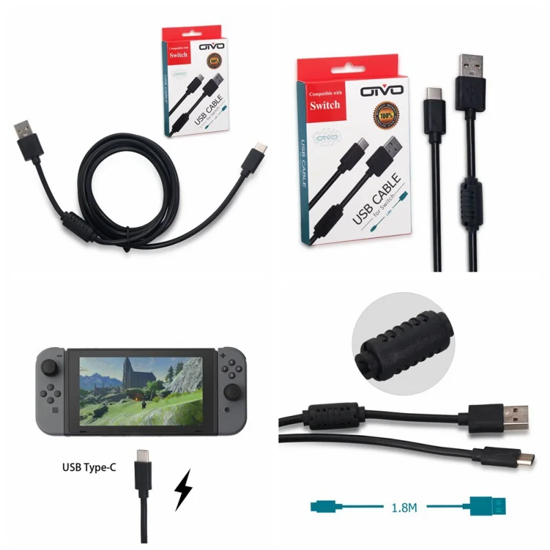 1.8 metri cavo di ricarica USB tipo-c anello magnetico cavo dati cavo di alimentazione per Controller Nintendo зарядное устройство