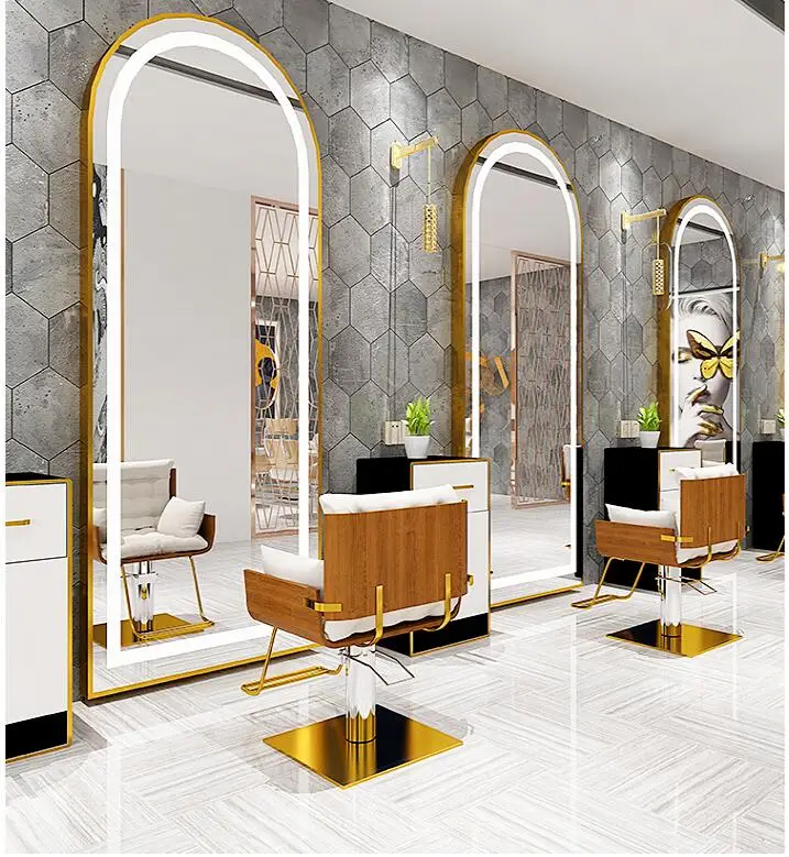 Web celebrity beauty salon mirror stage barbershop simple floor-to-ceiling mirror hair salon wall hanging wall European style cu