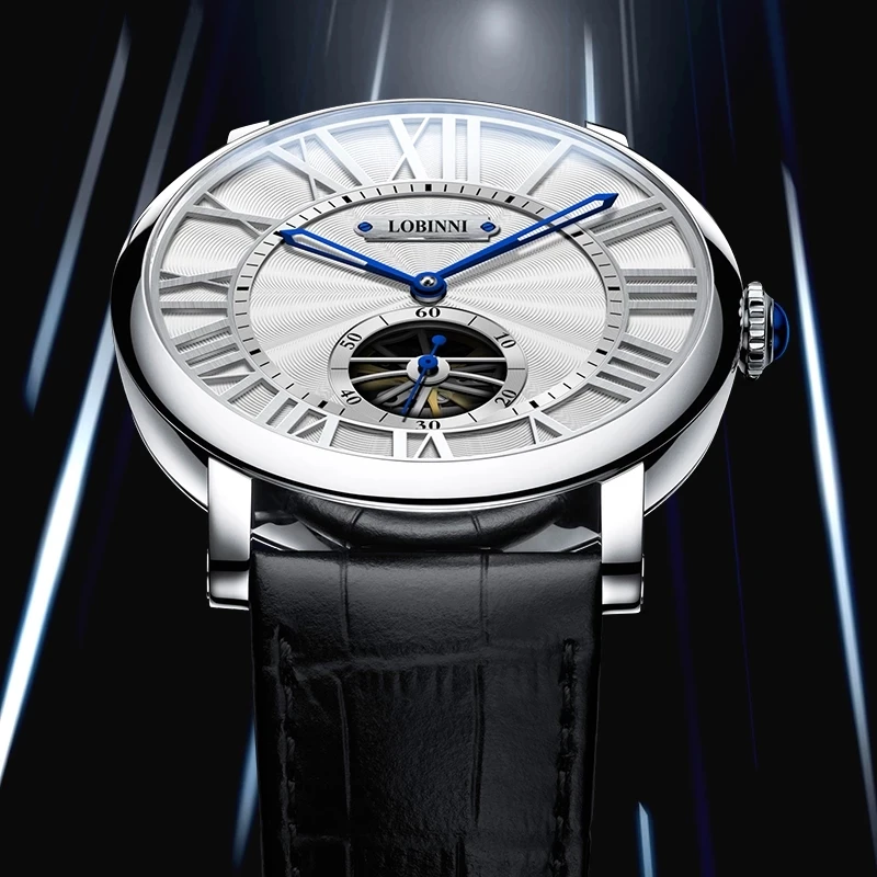 LOBINNI 남성용 자동 기계식 스포츠 시계, 사파이어 유리, 방수 뚜르비옹 시계, 탑 브랜드 럭셔리 시계