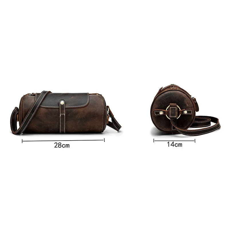 AETOO Leather cylinder shoulder bag, fashionable and simple mini messenger bag, retro pillow bag