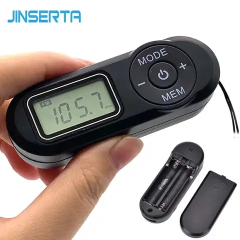 Portable FM radio with LCD display and neck strap JINSERTA