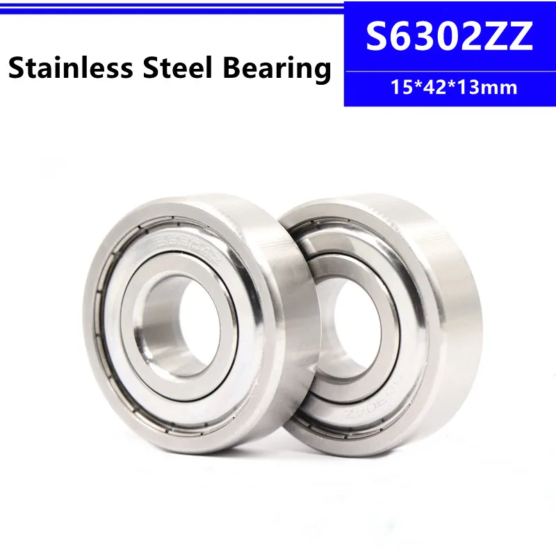 10pcs/lot S6302ZZ 15*42*13mm Stainless Steel Deep Groove Ball Bearing 15x42x13mm S6302 S6302-2Z S6302Z