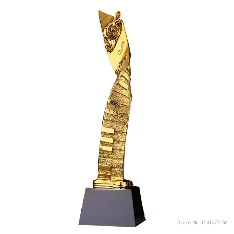 Crystal Resin Music Trophy, Creative Singing, Speech, Competition Event Awarding, Musical Note, Microphone, Gold, Silver, Copper