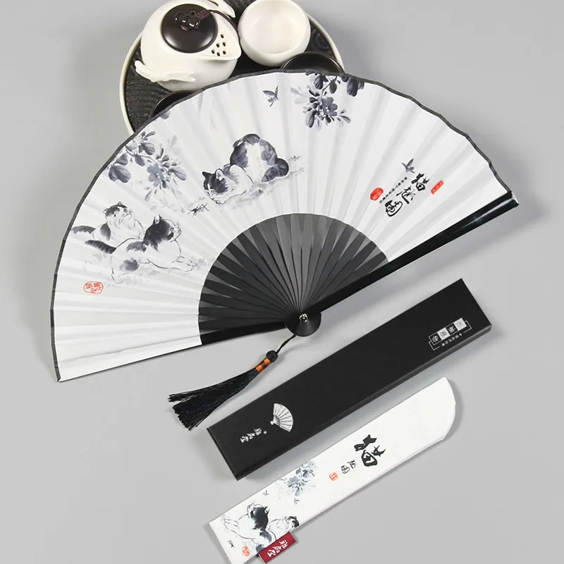 

Classical Hand Folding Fan Small Hand Silk Fan High Grade Summer Portable Vintage Lady Gentlemen Folding Fan Abanicos Para Boda
