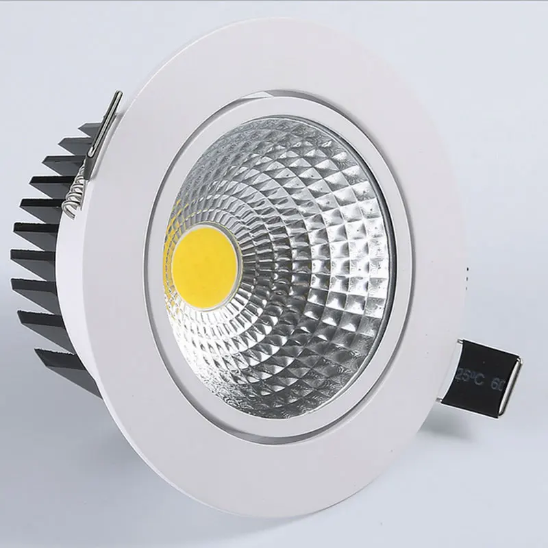 

white round Dimmable COB led Downlight 3w 5w 7w 12w LED Spot light AC85-265V Ceiling Lamp Recessed lighting indoor lighting