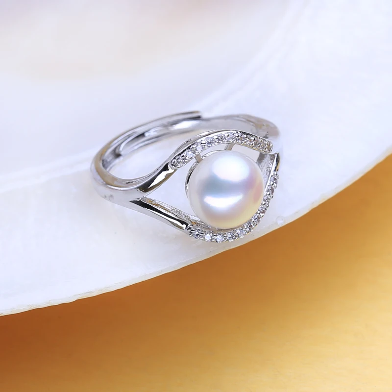 FENASY Natural Freshwater Pearl Rings For Women New Fashion Gift Party 925 Sterling Silver Adjustable Ring Wholesale