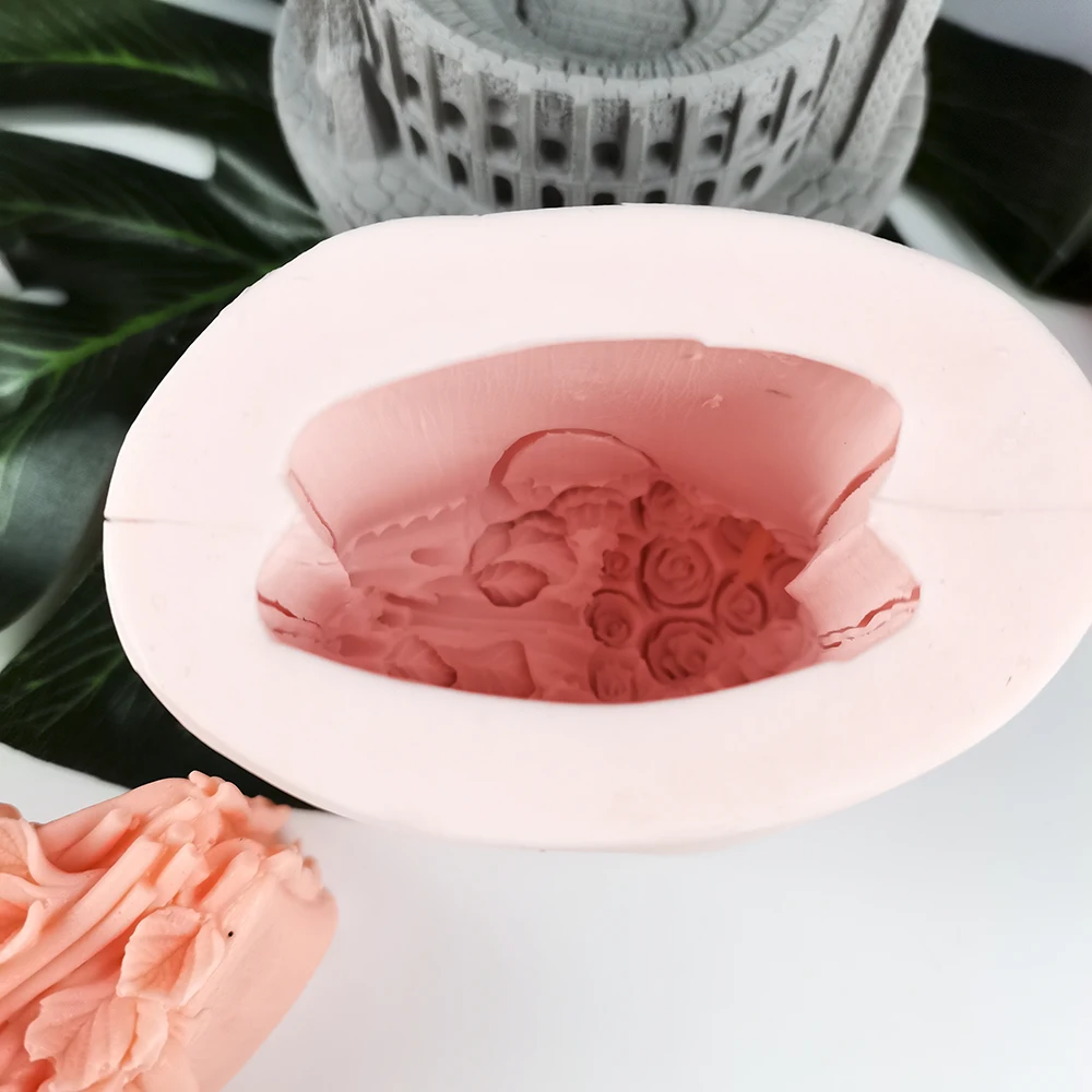 HC0299 PRZY Rose Bouquet In The Bag Soap Mold Flower Mold Silicone Decoration Plant Molds Flowers Candle Moulds Bouquet