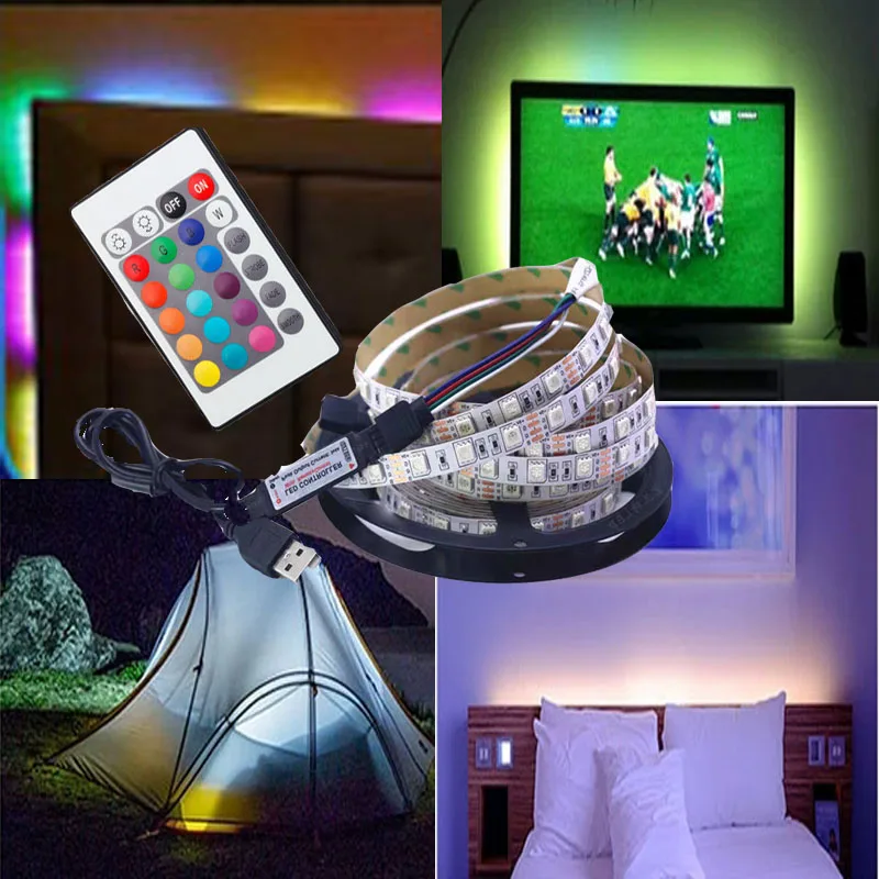 Imagem -06 - Luzes Led Strip com Rgb Luz de Baixa Tensão Atmosfera Mesa Usb Mudança de Cor Decorativa Festa Casa 5v