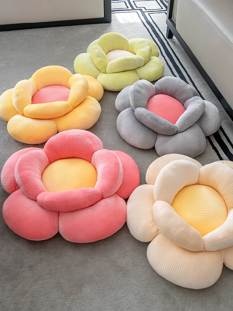 

Flowers Seat Cushion Decorative Pillows for Sofa Comfort Chair Cushion Pet Dog Bed Plush Floor Pillow Round Soft Throw Pillow