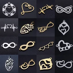 10pcs/lot diy mother and babe stainless steel charm pendant wholesale heart infinity love jewelry bracelet connector charms