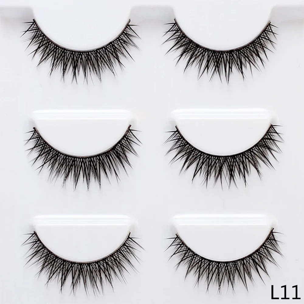 10Mm Natuurlijke Lange Kriskras Dikke Valse Wimpers 3 Pairs Fake Lashes Make Wimpers Extension Wimpers Voor Make L15