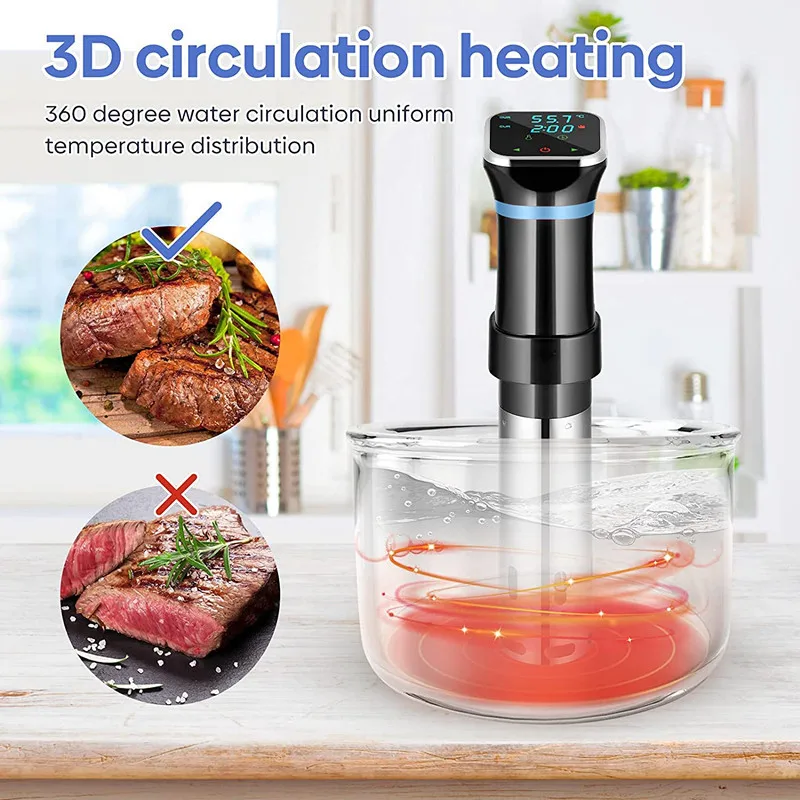 Sous Vide Cooker IPX7 Waterproof Precise Temperature and Time Control Touch Screen Immersion Circulator Wand Cooking Precision