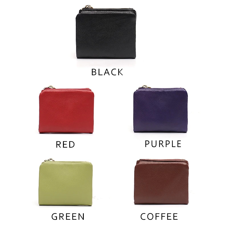 SC Fashion Cowhide Short Wallet For Women Brand Design Functional Zipper Card Holder Female Genuine Leather Change Coin Purses