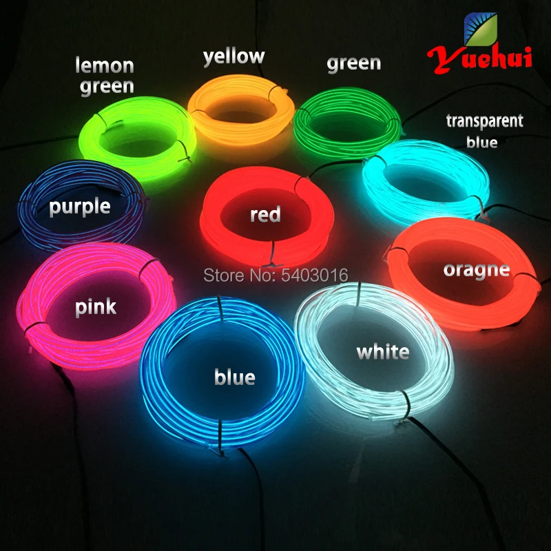 Hot Sales 1m 3.2mm EL Wire Flexible Neon Light LED Glowing Light Christmas Holiday Decor Light Night Show Costume DIY Decoration