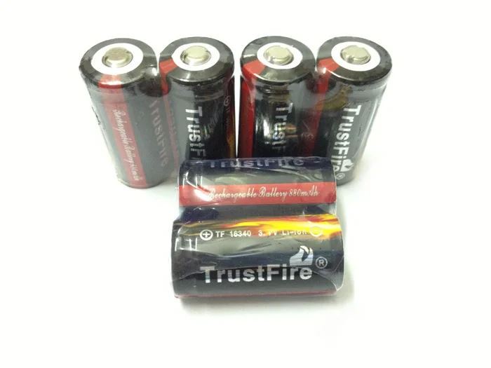 10pcs/lot TrustFire Protected 16340 880mAh Battery Rechargeable Li-ion Batteries with PCB For LED Flashlights Laser Pens Cameras