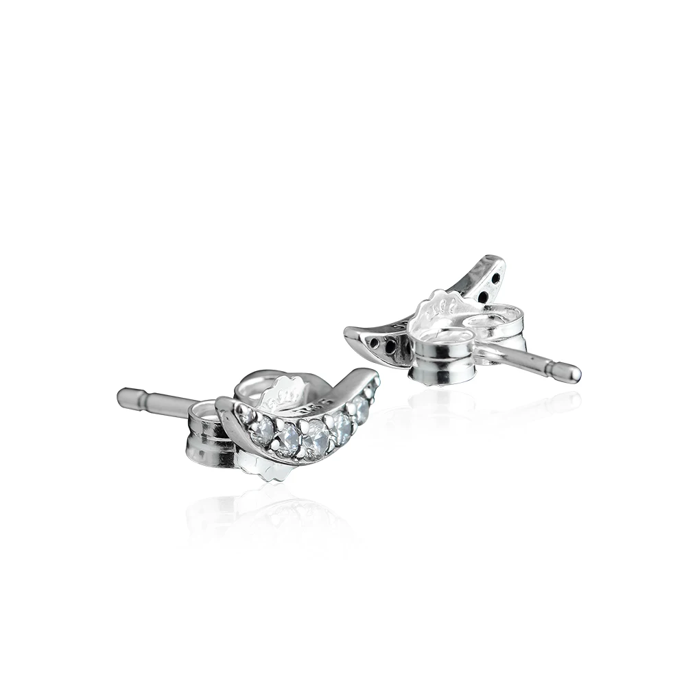 Boucles d'oreilles à lumière lunaire pour femmes, clair CZ élégant, fabrication de bijoux originaux en argent 925 à la mode