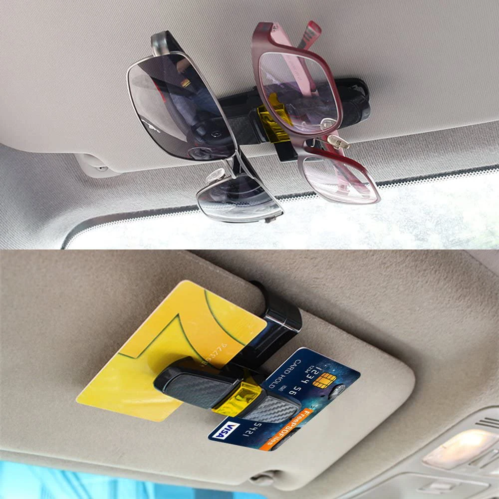 2Pcs Car Sun Visor Sunglasses Clip Car Glasses Holder Portable Ticket Card Clamp ABS Eyeglasses Case Car Accessories