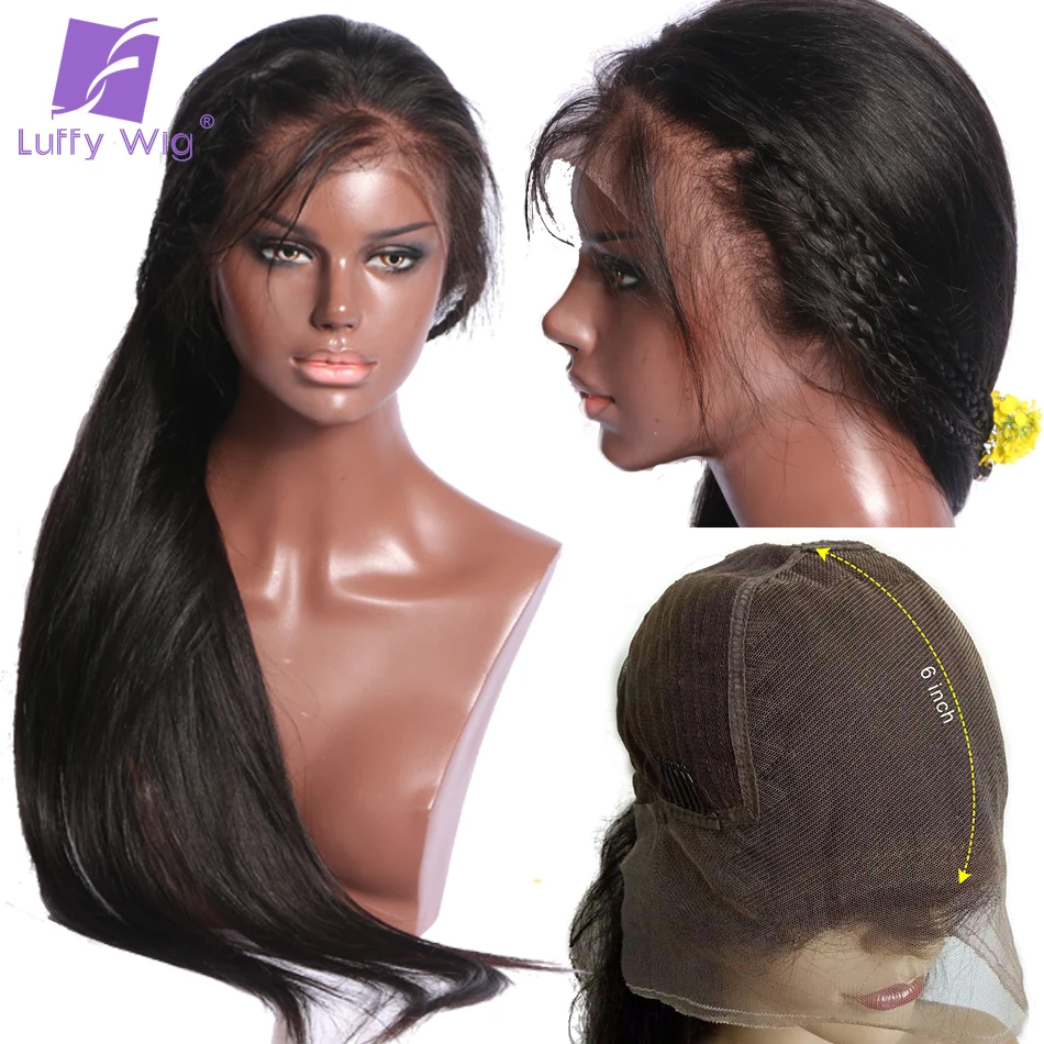 HD Transparent 13x6 Lace Front Human Hair Wigs Brazilian Remy Hair Wig Glueless Straight 200 Density Wig For Black Women luffy