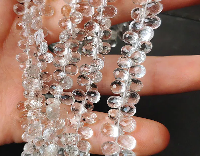 AA loose beads white topaz faceted drop/heart for DIY jewelry making FPPJ wholesale beads nature