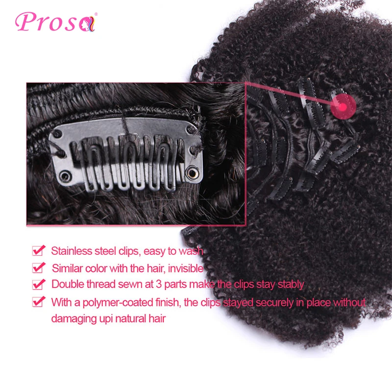 4b 4c Afro Kinky Curly Human Clip Ins Real Human Natural Hair Brazilian In Extensions Clipin Extension for Black Women