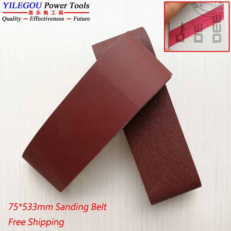 5 sztuk taśm szlifierskich 75 x 533 mm. Taśma ścierna 533 x 75 mm do szlifowania metalu. Siatka szlifierska 3" * 21" do szlifierki PBS 75. P60-400 # .
