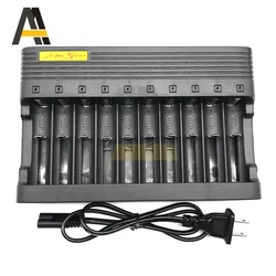 10 Bays 18650 Battery Charger 10 Slots Universal Smart for 18650 14500 16340 18500 Rechargeable Lithium-ion Battery Charger