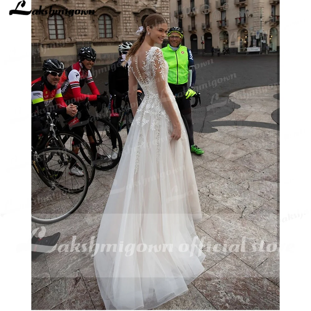 Vestidos de casamento vintage com apliques, mangas compridas, vestido de noiva branco e marfim, 2022