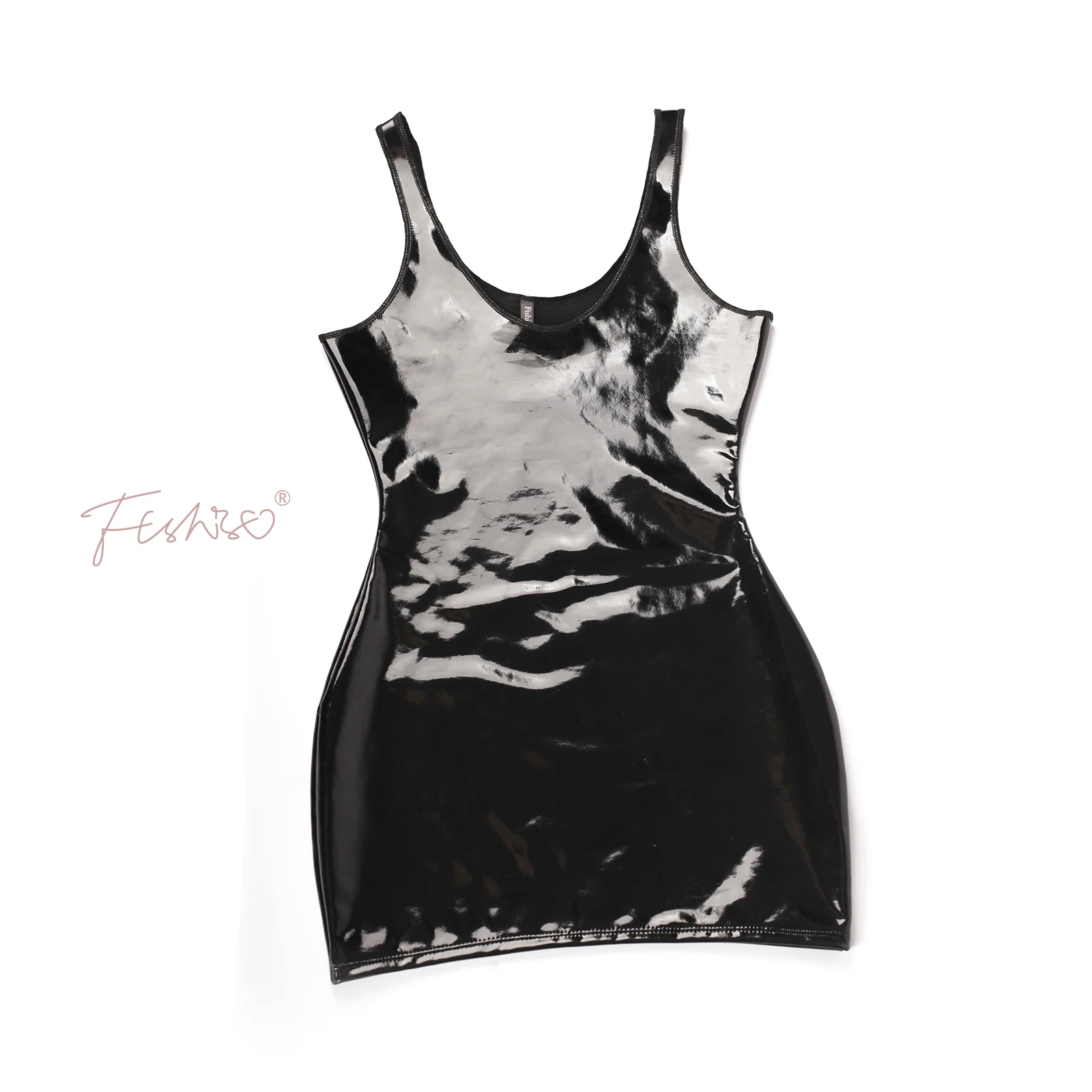 Ftshist Shiny Patent Leather Dress Woman Latex Coating Vest One-Piece  Bodycon Tight Fit Solid Sleeveless Short Dresses Clubwear - AliExpress  200000345