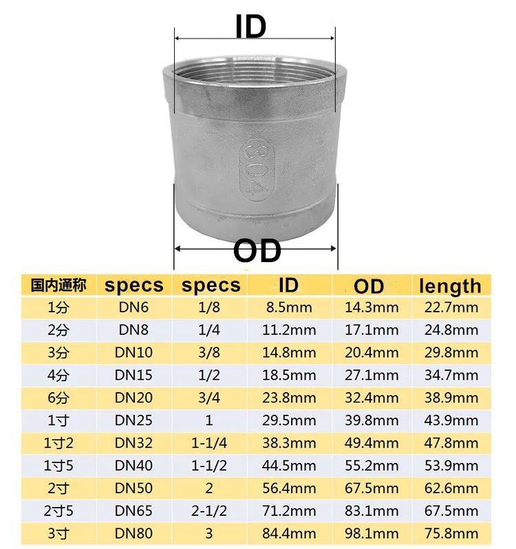 304/316 Rvs Inwendige Draad Schroefdraad Gezamenlijke Innerlijke Pijp Hoop Rvs Casting Innerlijke Draad Binnendraad Joint