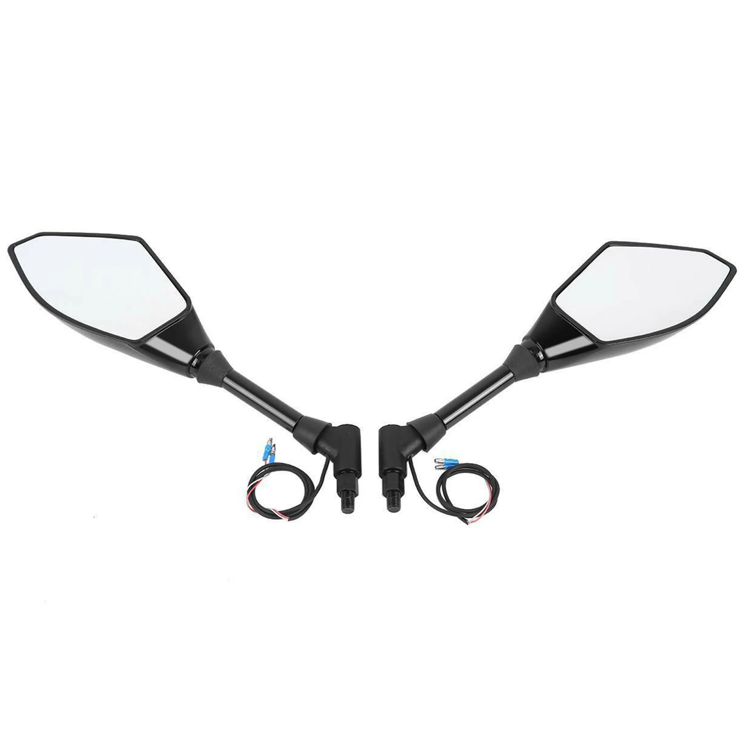 10mm Glossy Black LED Turn Signals Side Rearview Mirrors For Honda Suzuki Kawasaki Yamaha Ducati BMW Street Scooter Bikes