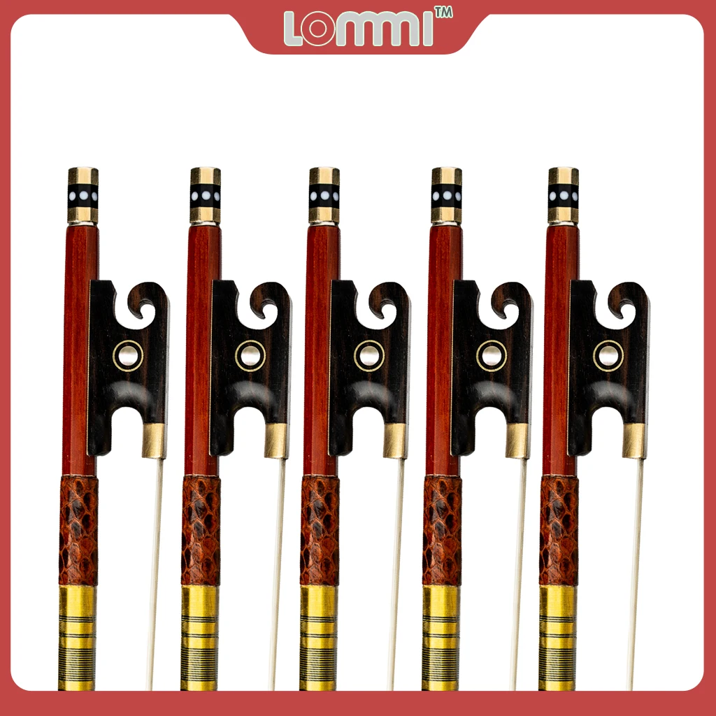 

LOMMI 5pcs/1pack Bulk Order Pernambuco 4/4 Violin Bows White Natural Horsehair Ebony Frog Paris Eye Inlay Best Balance Point