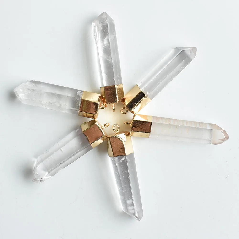 Wholesale 6pcs/lot 2020 new fashion good quality natural crystal pillar charms Pendants for jewelry marking free shipping