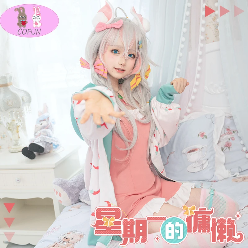 

Anime! VTuber Virtual Youtuber Kagura Nana Monday Laziness Dressing Gown Lovely Uniform Cosplay Costume Role Play Women 2021 NEW