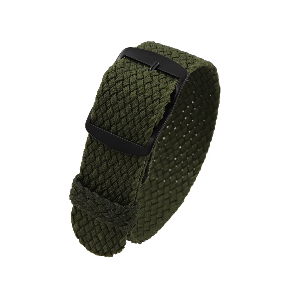 18mm 20mm 22mm Solid color For Perlon Woven Nylon watchbands bracelet fabric Woven Watch Strap Band Black Buckle belt Green Navy