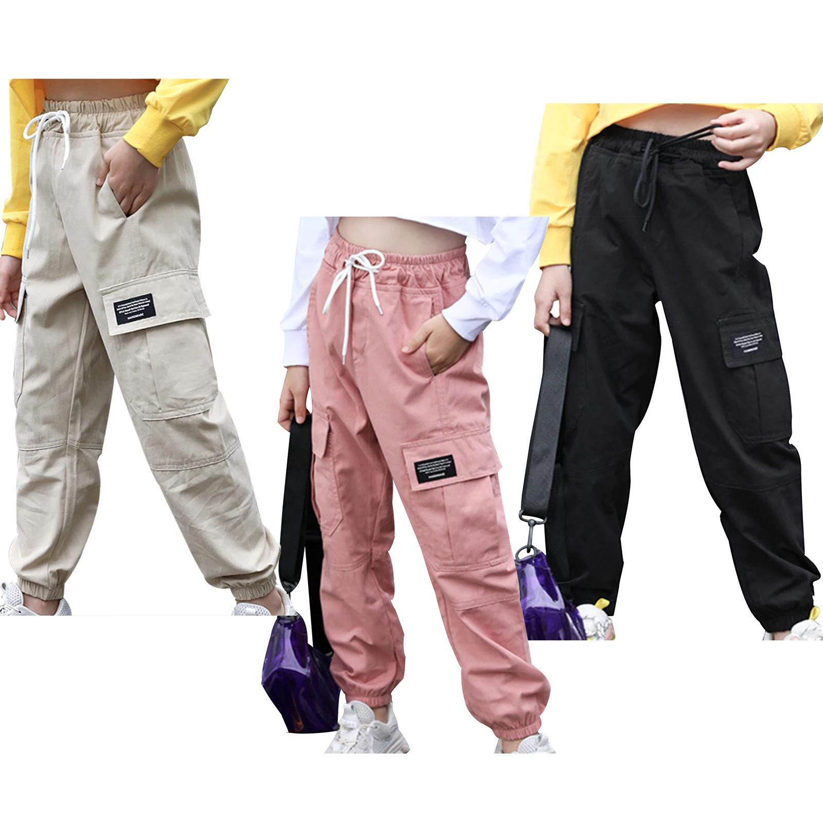 Pantaloni Cargo Casual per bambini pantaloni sportivi autunnali bambini ragazze pantaloni Harem pantaloni pantaloni sportivi in cotone per ragazze adolescenti