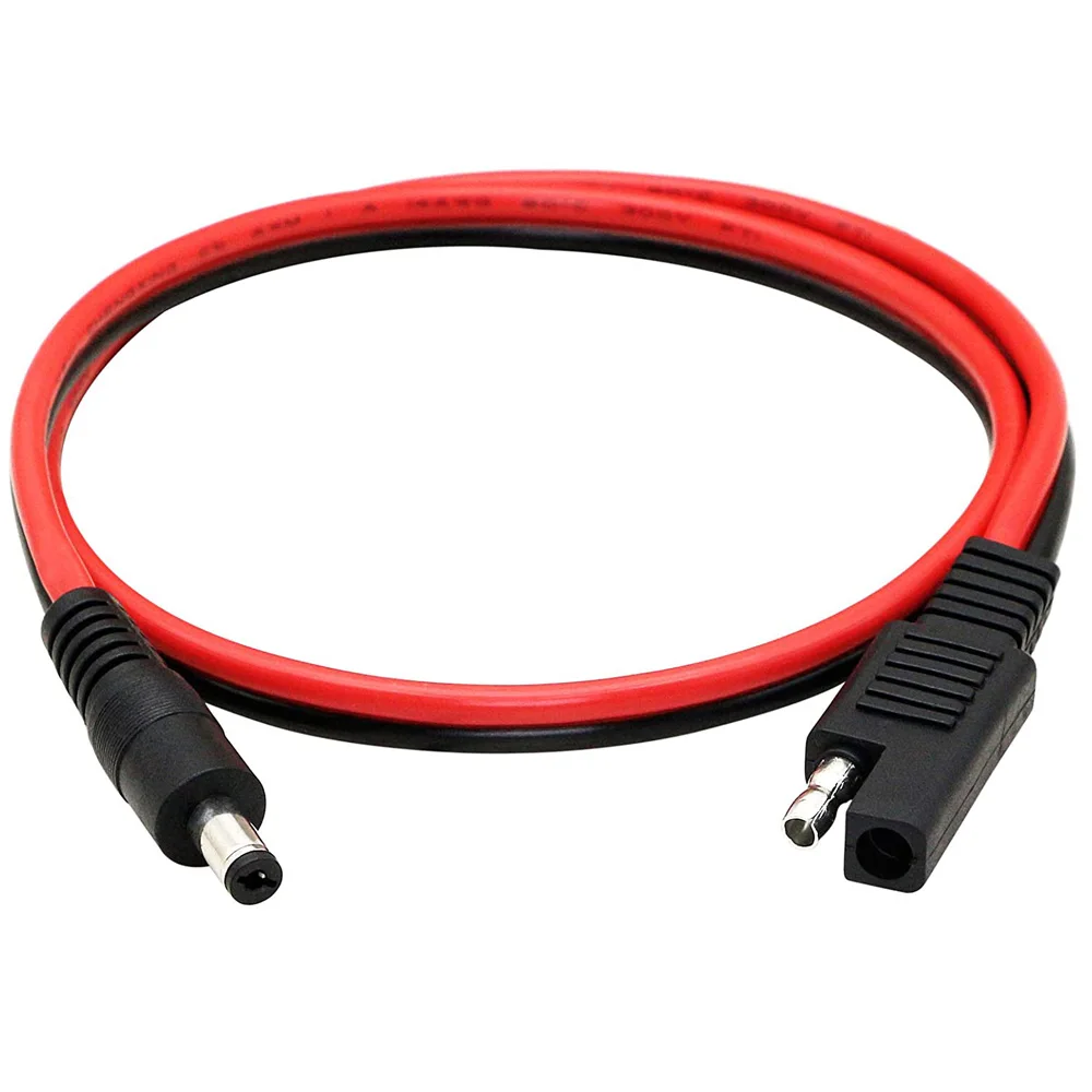 SAE para DC 5521 Masculino e Feminino Cabo, Quick Disconnect Wire Harness, Cabo de Extensão, 60cm para Poderes portáteis, Motocicleta, Solar