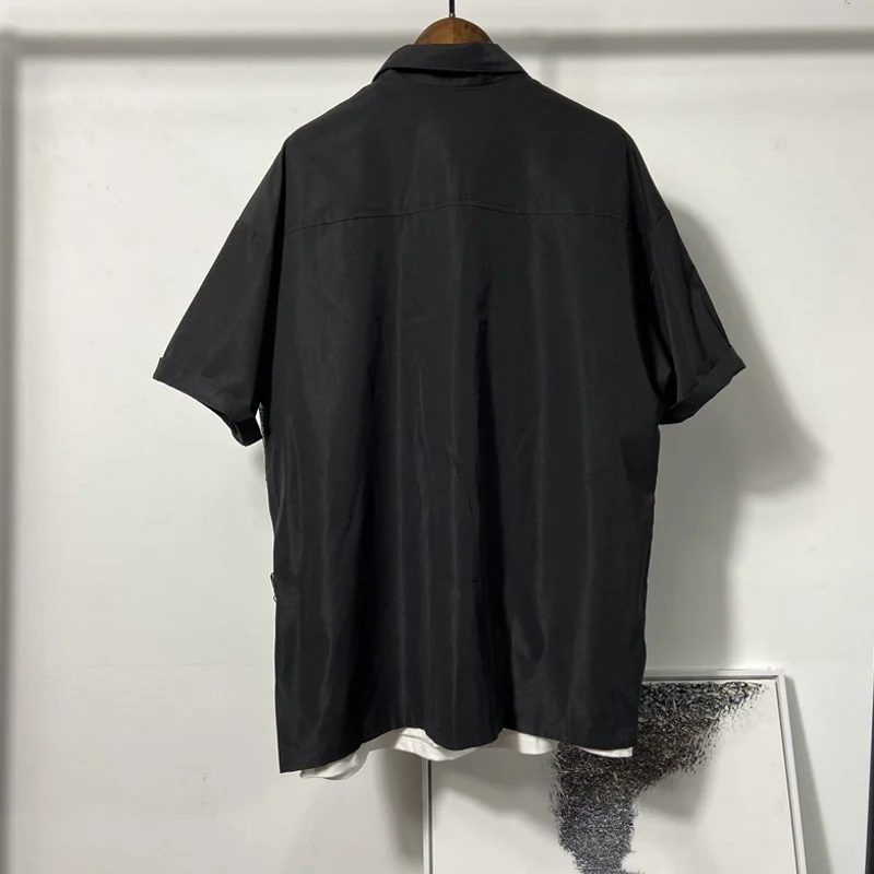 

Mens Summer Vintage Turn-Down Collar Single Breasted Classic Loose Fashion Concise Print Spliced Casual T-Shirts 2022 New