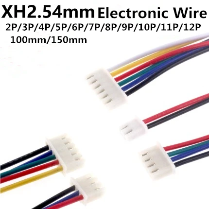 100PCS XH 2,54 Buchse Terminal Kabel 100mm 200mm 30mm 2,54 Draht JST Stecker 2/3/4/5/6Pin Einzigen Kopf Draht 26AWG