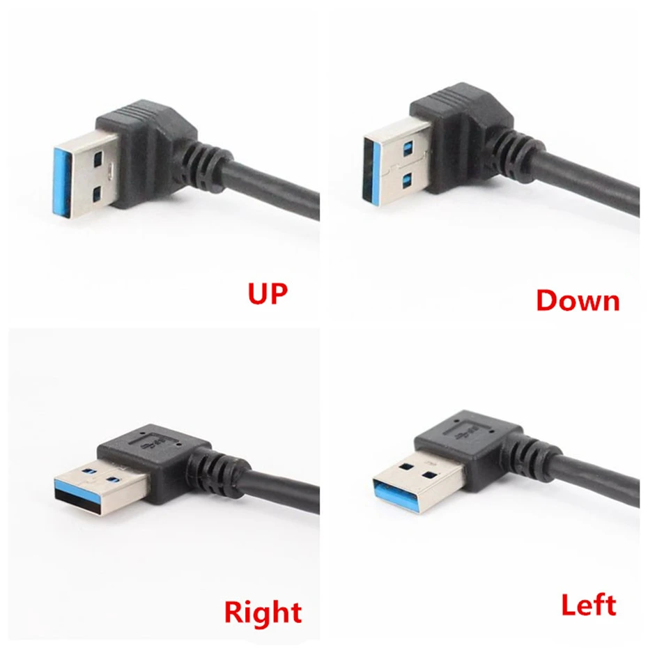 20cm USB 3.0 Right / Left /Up/Down Angle 90 Degree Extension Cable Male To Female Adapter Cord USB Cables