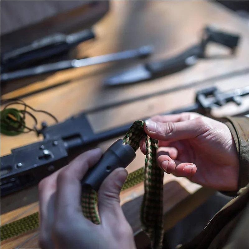 Cinghia pulita per pistola Kit per la pulizia del fucile a pistola corde accessori per pistola da caccia detergente per serpenti per. 17 .22