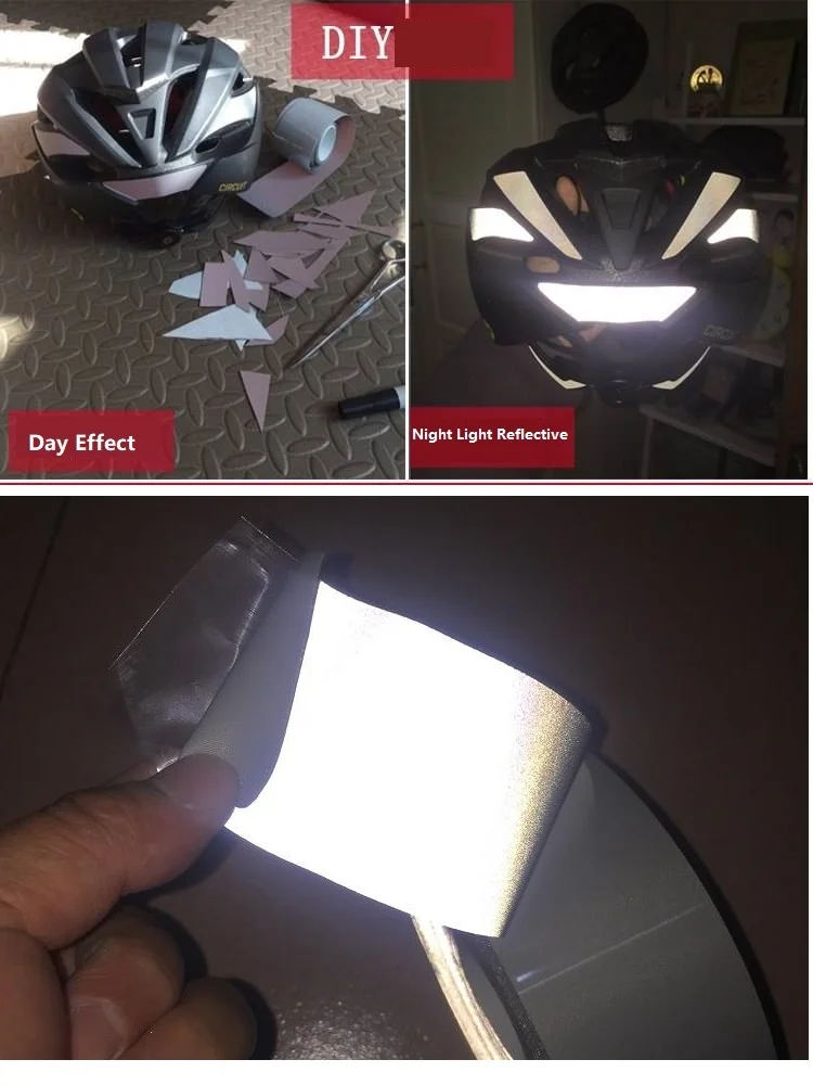 Polyester Grey Silver Reflective Strip Sticker Raincoats Backpacks Night Warning Adhesive Reflector Tape