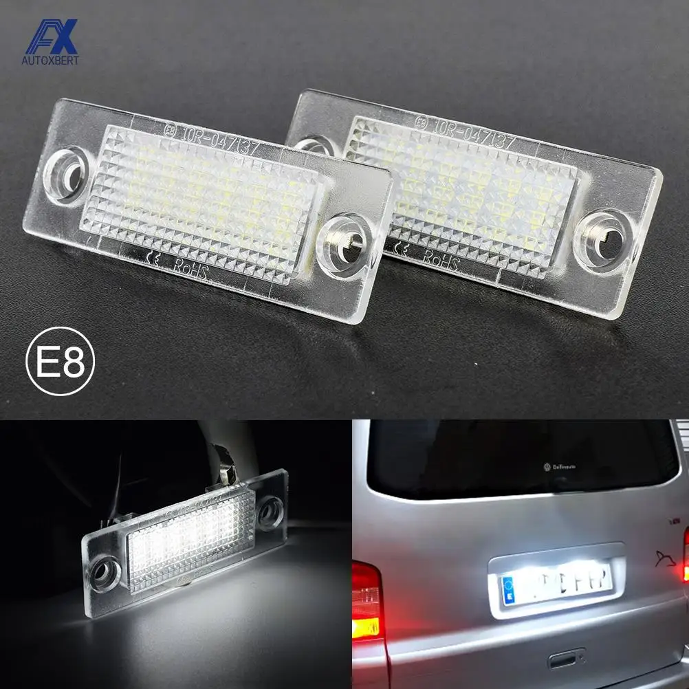 2pcs LED License Number Plate Light Lamp White Canbus For VW TRANSPORTER T5 CADDY TOURAN Golf Passat Super Bright