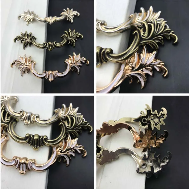 Retro Style Zinc Alloy European-style Bronze Antique Silver Gold White Oil Carving Door Drawer Handle Cabinet Wardrobe Handle