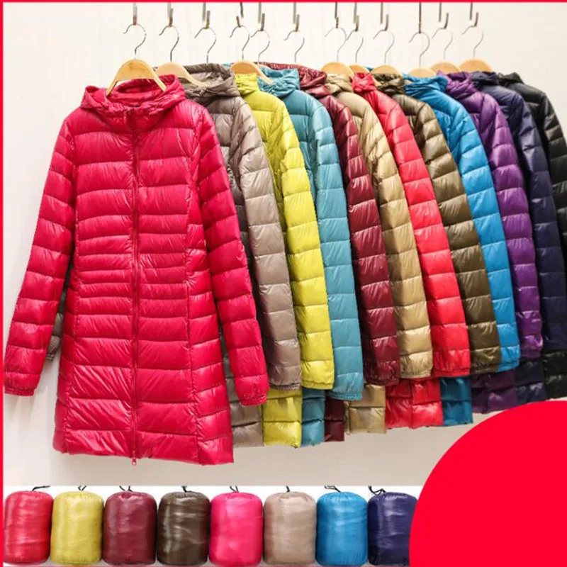 7XL Winter Ultra Light Down Jacket Women Fashion Casual 90% White Duck Down Jacket Plus Size Long Hooded Coat Waterproof Parka