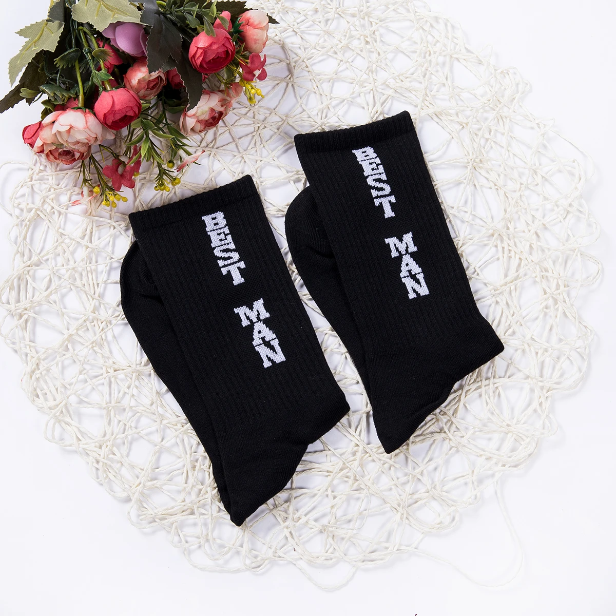 Wedding Men Groom Best man Groomsmen Letter Socks Fashion Combed Cotton Dressing Socks Wedding Party Socks