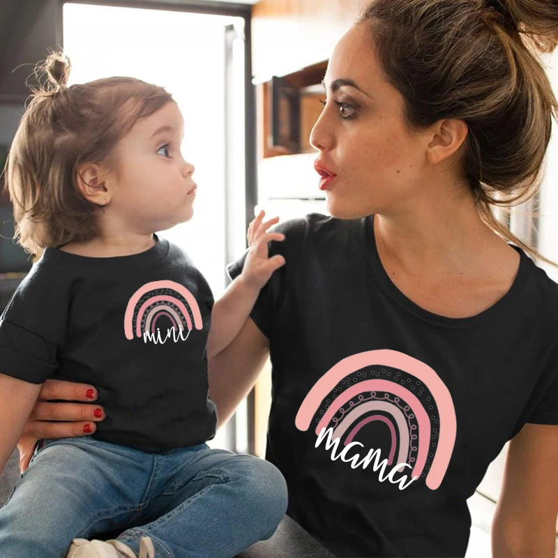 Family Matching Outfits Mother Kids Fashion T-shirt Summer Mother And Kids Matching Outfit Tops Mother Daughter Matching Clothes